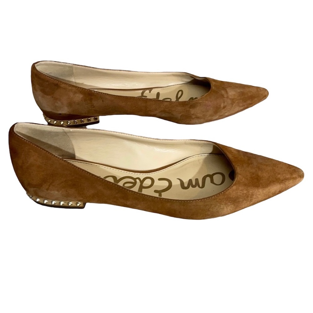 Sam Edelman “Reyanne” cognac suede spike flats